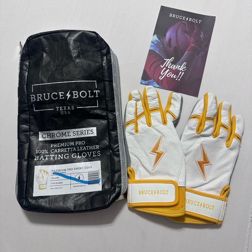 Kids Batting Gloves - White and Yellow